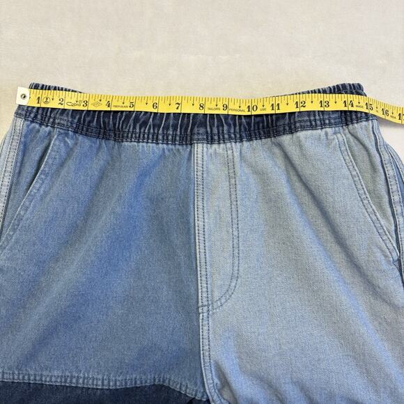 Adidas X KSENIASCHNAIDER Patchwork Wide Leg Denim High Rise Blue Jeans Size L - Picture 12 of 16